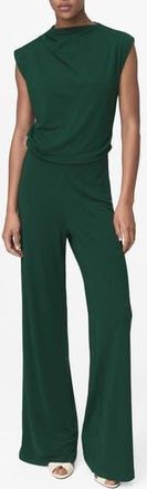 Mango Drape Wide Leg Jumpsuit in Dark Green at Nordstrom Rack, Size Medium