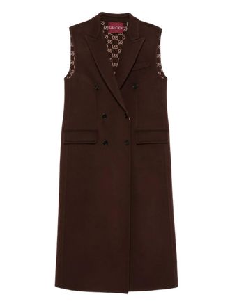 Gucci double-breasted sleeveless coat - Brown