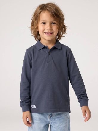 Vertbaudet 2er-Pack Jungen Poloshirts mit langen &Auml;rmeln schieferblau