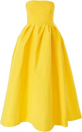 Carolina Herrera Abito midi senza spalline - Giallo