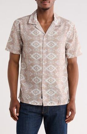 Frye Geometric Print Camp Shirt in Oxford Tan at Nordstrom Rack, Size X-Large