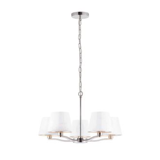 Loops Ceiling Pendant Light Bright Nickel Plate & Vintage White Fabric 5 x 40W E14 in Metallics