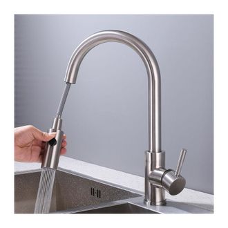 HOMELODY Homelody - Grifo De Cocina Con Ducha Extra&iacute;ble, Mezclador Con Ca&ntilde;o Giratorio, Fregadero En Acero Inoxidable Cepillado