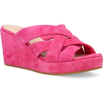 Pelle Moda Wilona Platform Wedge Slide Sandal in Hyper Pink at Nordstrom, Size 9