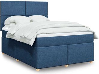 vidaXL Vidaxl - Cama Box Spring Con Colch&oacute;n Tela Azul 140x190 Cm