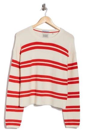Scotch & Soda Stripe Crewneck Crop Sweater in Sugar Swizzle Twin Band Stripe at Nordstrom Rack, Size X-Large