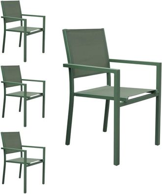Happy Garden Lote de 4 sillas de aluminio verde salvia - textilene verde salvia