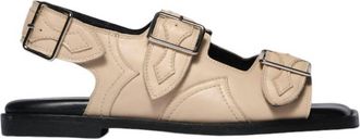 Freda Salvador Womens Faye Western Buckle Sandal In Sand Calf