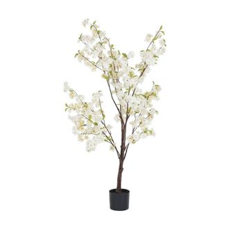 The Libra Company Faux Cherry Blossom Plant 4.6ft - Polyethylene Plastic in White