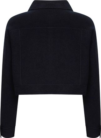 Max Mara Womens Navy Blue Cropped Jacket Virgin Wool