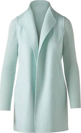 Kinross Cashmere Womens Rib Sleeve Coat In Seaglass