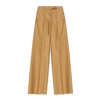 Max Mara Wide Trousers, female, Beige, Size: 2XS Badesse Linen Trousers
