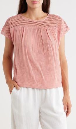 Chelsea & Theodore Open Stitch Short Sleeve Top in Ash Rose at Nordstrom Rack, Size X-Small