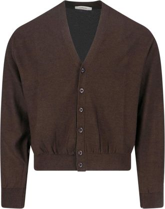 Christophe Lemaire Brown Twisted V-Neck Wool Blend Cardigan