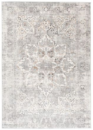 Tapiso Alfombra de sal&oacute;n comedor cl&aacute;sico crema beige gris flores 200x300