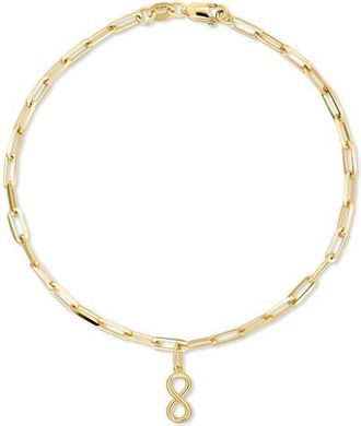 Devata Infinity Charm with Paperclip Chain Bracelet in 14K Gold, 7.5 in Yellow Gold at Nordstrom