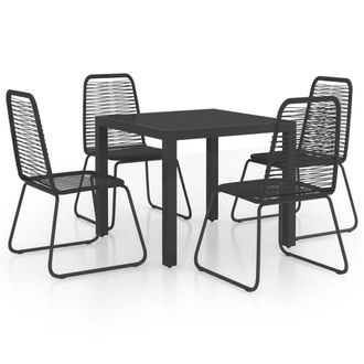 vidaXL Set De Comedor De Jard&iacute;n De 5 Piezas Pvc Rat&aacute;n Negro Vidaxl