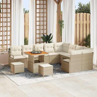 vidaXL Conjunto De Sof&aacute; De Jard&iacute;n 12 Pcs Beige, Crema 80 X 80 X 71 Cm Vidaxl
