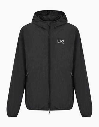 Emporio Armani Mens Lightweight Core ID Logo Black Windbreaker - Size: 40/Regular
