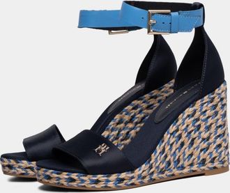 Tommy Hilfiger Colorful High Wedge Womens Satin Espadrilles - Blue Elastane - Size EU 41