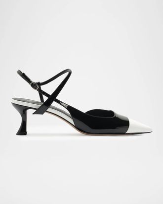 Alexandre Birman 60mm Tita Wrap Patent Leather Cap-Toe Pumps
