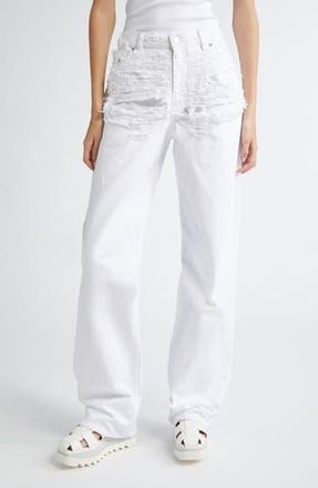 Stella McCartney Destroyed Straight Leg Jeans in White at Nordstrom Rack, Size 29