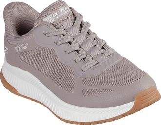 Skechers Slip-On Sneaker SKECHERS BOBS SQUAD 4, Damen, Gr. 35, grau (taupe), Mesh, Synthetik, Schuhe Slip-On Sneaker, Slipper, Freizeitschuh, Halbschuh mit Mem