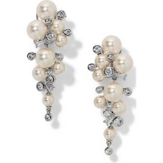 Nadri Undersea Imitation Pearl & Cubic Zirconia Cascade Drop Earrings in Rhodium at Nordstrom