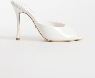 Tony Bianco Sandra sandali mule con tacco alto bianchi lucidi