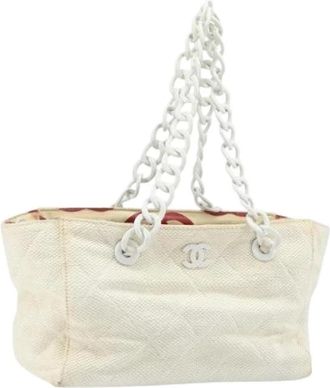 Chanel Pre-owned Tote Bags, female, Beige, Size: ONE SIZE Pre-owned Vintage Shoulder Bag