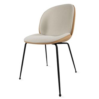 GUBI Beetle Dining Chair Vollpolsterung (Conic Base), schwarz / Vidar (146) / Leder Valencia cashmere (Exclusive Edtion)