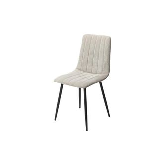 Home Source Industries Straight Stitch Lt Cord Dining Chair with Tapered Legs (Set of 2) - Metal - L54 x W44 x H88 cm - Light Grey/Black - Flat Packed