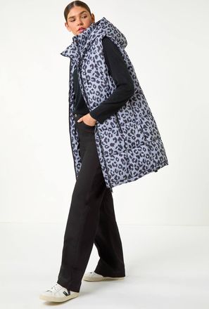Roman Animal Print Longline Quilted Gilet