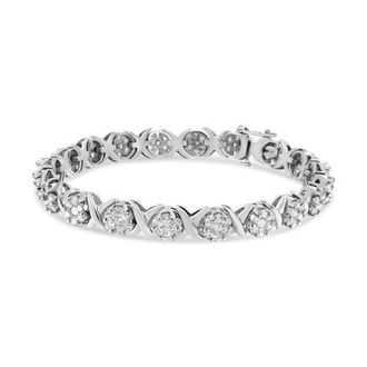 House of Brilliance 14K White Gold 6-1/3 Cttw Round Diamond Cluster Tennis Bracelet at Nordstrom
