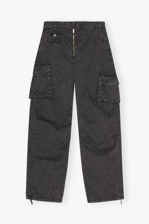 Ganni Mixed Black Washed Twill Pants - Size 38 Organic Cotton