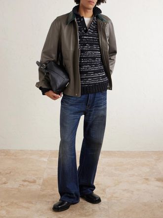 sacai Knitted Cotton-Blend Polo Shirt