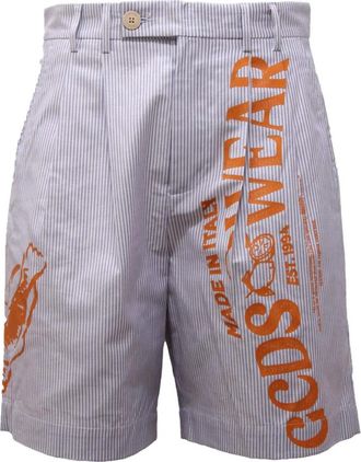 GCDS Gestreept Bermuda Short Made in Italy - Heren - Korte Broeken - Blauw - L - Katoen - Korte Broeken