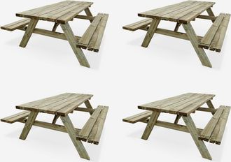 Sweeek Mesa De Picnic De Madera De 6 Plazas, Set De 4