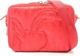 Dior Red Color Nylon Leather Shoulder Bag (Pre-Owned)