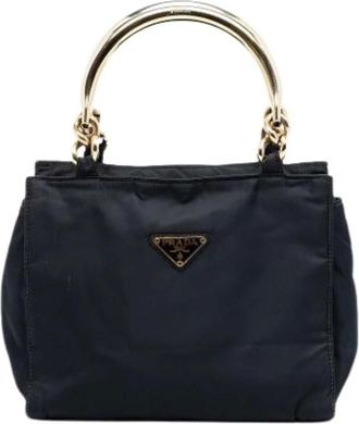 Prada Pre-owned Handbags, female, Black, Size: ONE SIZE Pre-owned Nylon Top-Handle Handbag