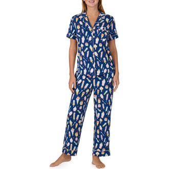 Kate Spade New York print crop pajamas in Navy Print at Nordstrom, Size X-Small