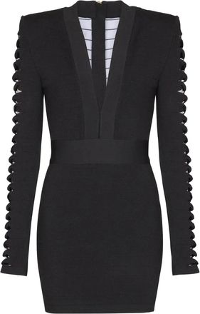 Balmain kurzes V -Hals -Kleid