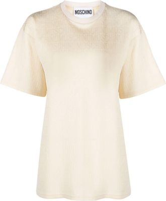 Moschino logo-print T-shirt - women - Cotton - S - Neutrals