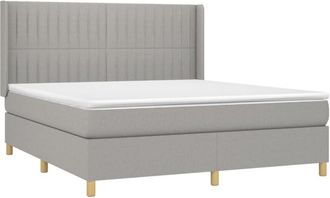 vidaXL Vidaxl - Cama Box Spring Colch&oacute;n Y Luces Led Tela Gris Claro 160x200 Cm