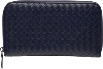Bottega Veneta Pre-owned Wallets, male, Blue, Size: ONE SIZE Pre-owned Intrecciato Leather Long Wallet