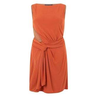 Alberta Ferretti Jurk met knoop aan de taille - Dames - Korte kleedjes - Oranje - S - Kleedjes