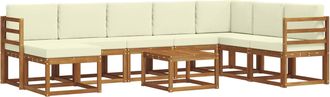 vidaXL Conjunto De Sof&aacute;s De Exterior 9 Uds. Natural Y Crema Vidaxl