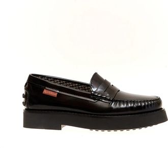 Tod's Zwarte leren loafers Nero - Dames - Loafers - Zwart - 36 EU - Wol - Schoenen