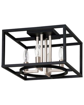 Eglo Eglo Mundazo 4 Light Open Frame Ceiling Light With Matte Black & Brushed Nickel Finish