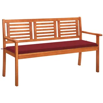 vidaXL Vidaxl Panchina Da Giardino 3 Posti E Cuscino 150cm Massello